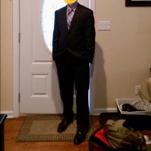 Young man’s black suit. Size 18 w 18 husky pants